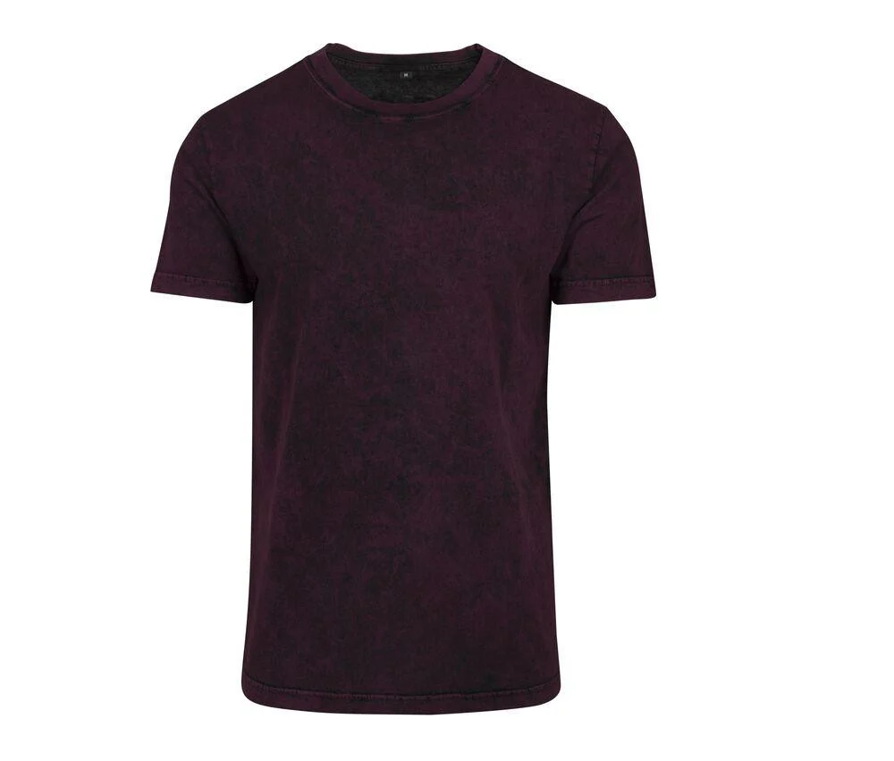 Build Your Brand BY070 Vervaagd T-shirt Heren – Berry Black