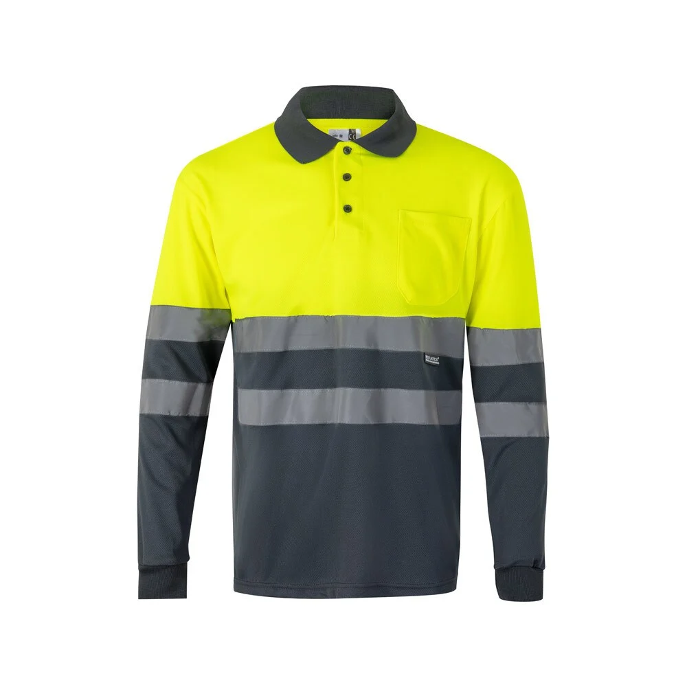 Velilla 36069 Tweekleurig Polo Lange Mouwen – Grijs/Geel