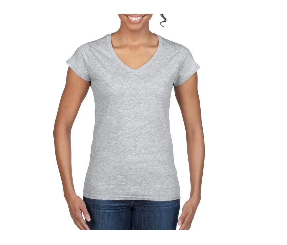 Gildan GN647 Softstyle V-hals T-shirt Dames – Sport Grey