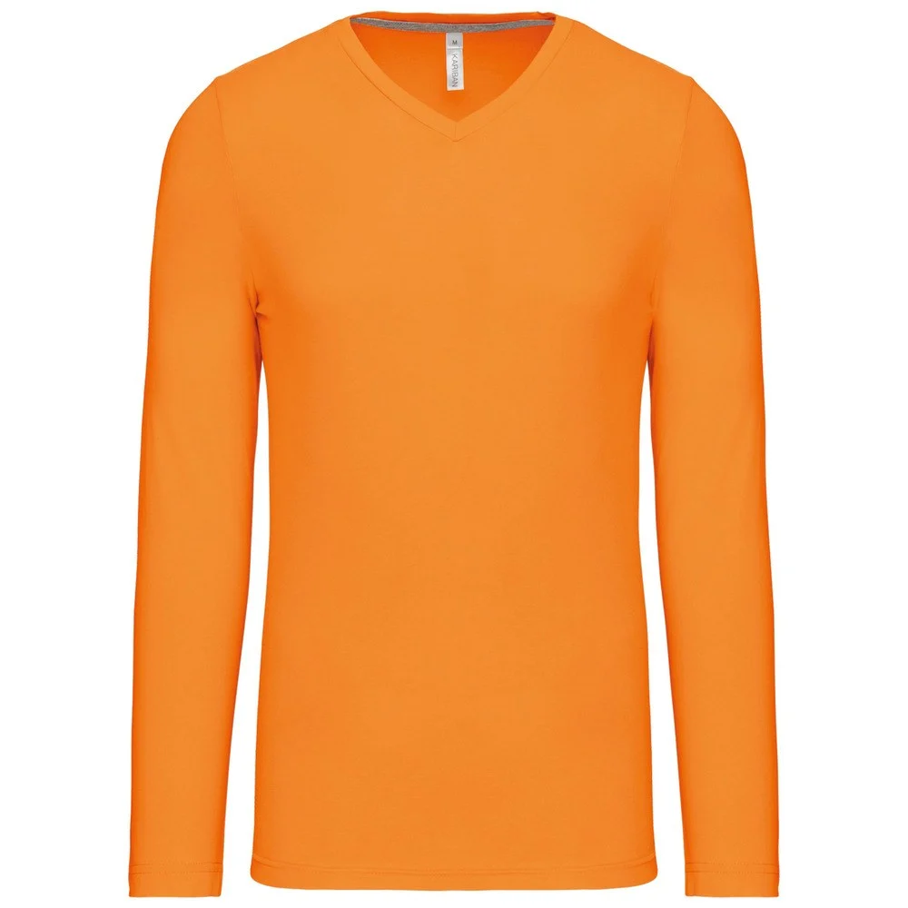 Kariban K358 T-shirt V-hals Lange Mouwen Heren – Oranje