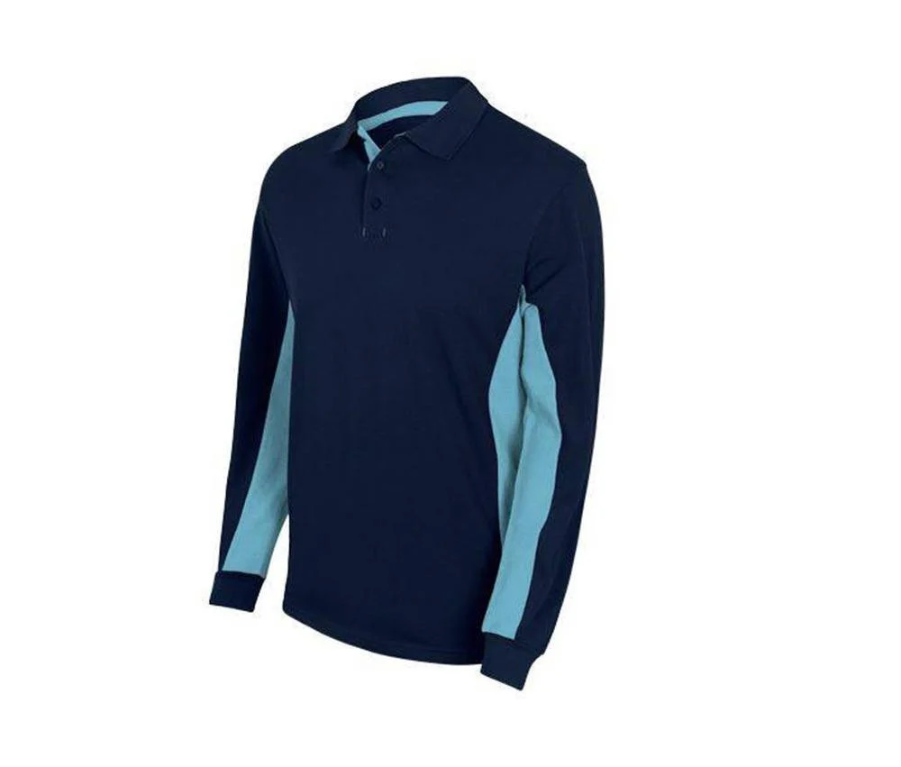 Velilla V5514 Tweekleurige Polo Lange Mouwen – Navy / Sky Blue