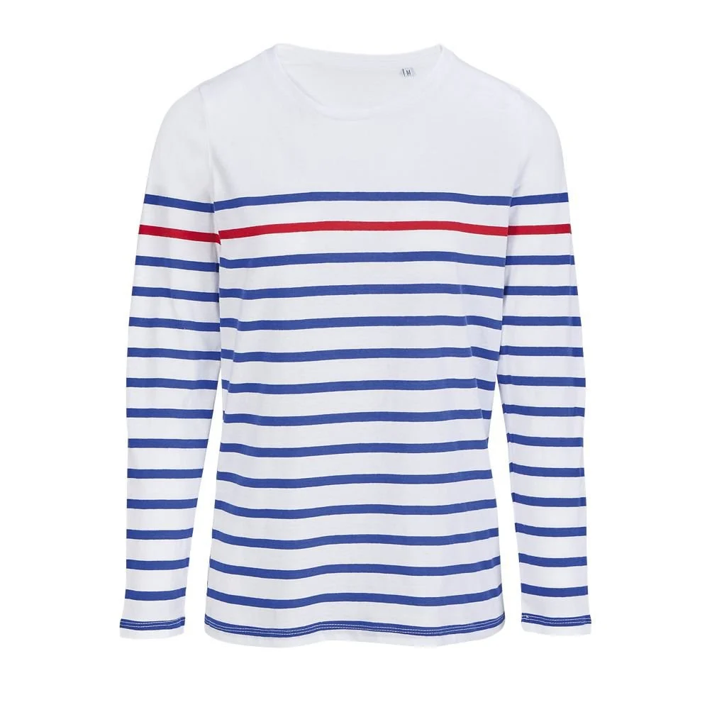 SOL'S 03100 Matelot Gestreept T-shirt Lange Mouwen Dames – Wit/ Koninklijk/ Rood