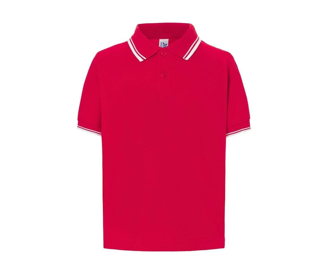 JHK JK205K Piqué Kinderpolo – Red / White