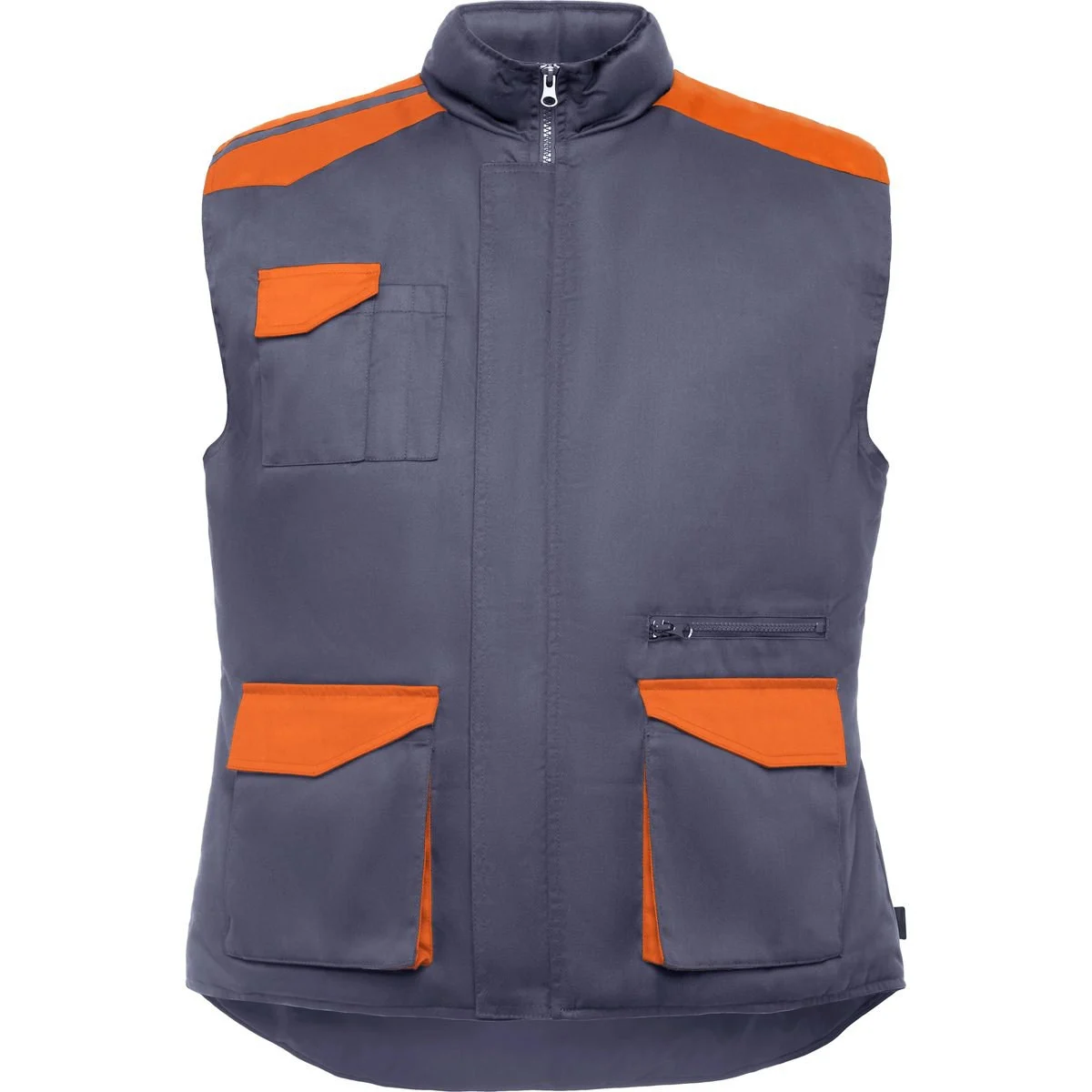 Roly CQ8414 Armada Multi-pocket Gewatteerde Werkbodywarmer Heren – LOOD/ORANJE