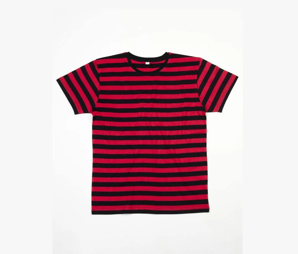 Mantis MT109S Biologisch Gestreept T-shirt Heren – Zwart / Rood