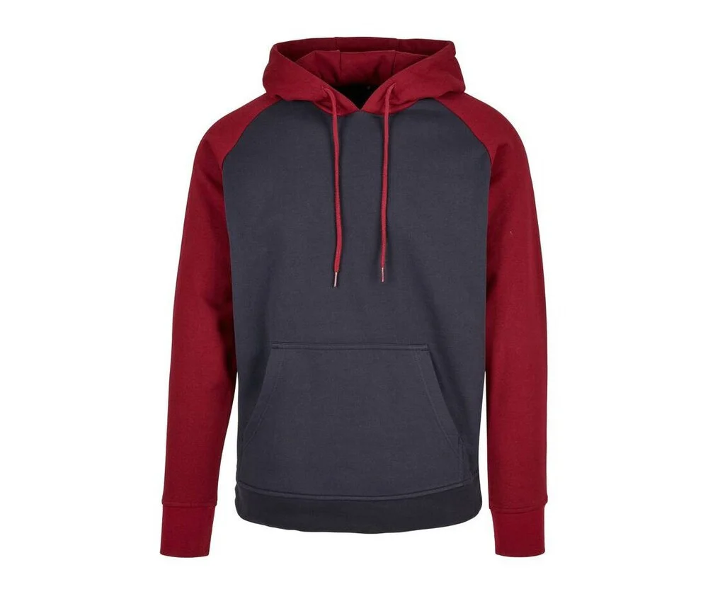 Build Your Brand BYB005 Basic Raglan Hoodie – Navy/Burgundy