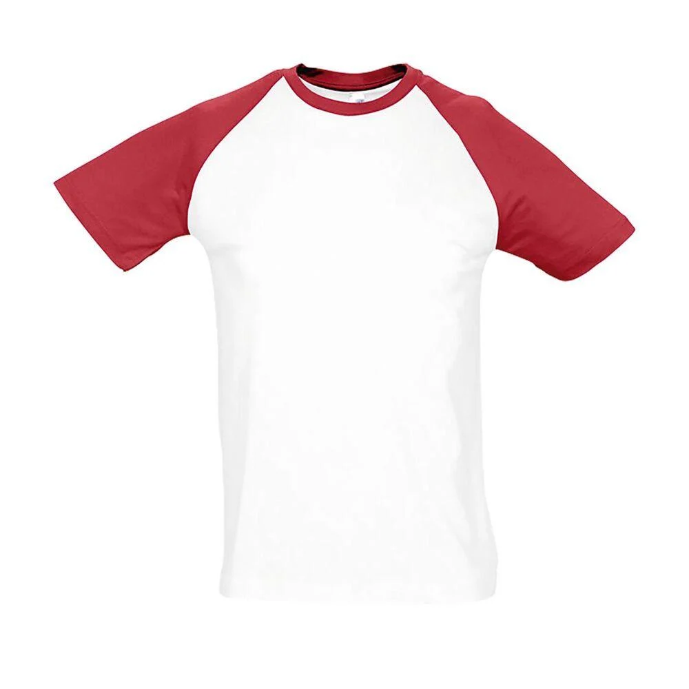 SOL'S 11190 Funky Tweekleurig Raglan T-shirt Heren – Wit/Rood