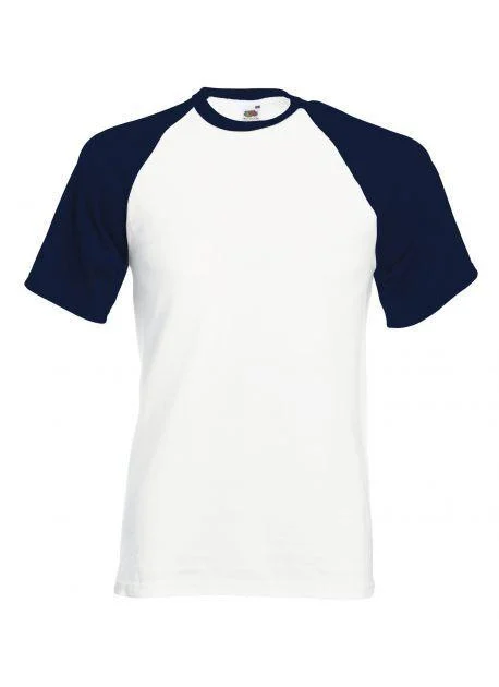 Fruit of the Loom SC237 Baseball T-shirt – White/Deep navy