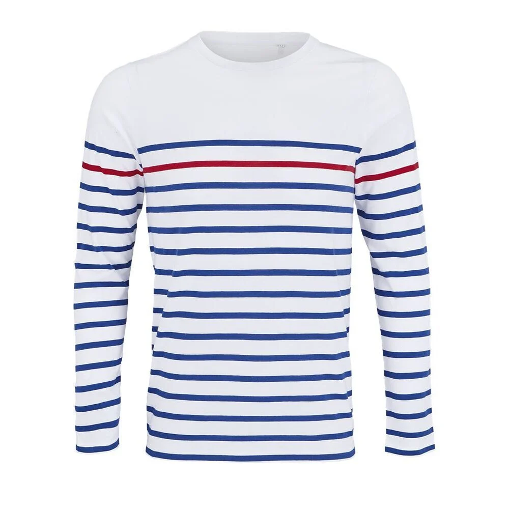 SOL'S 03099 Matelot Gestreept T-shirt Lange Mouwen Heren – Wit/ Koninklijk/ Rood