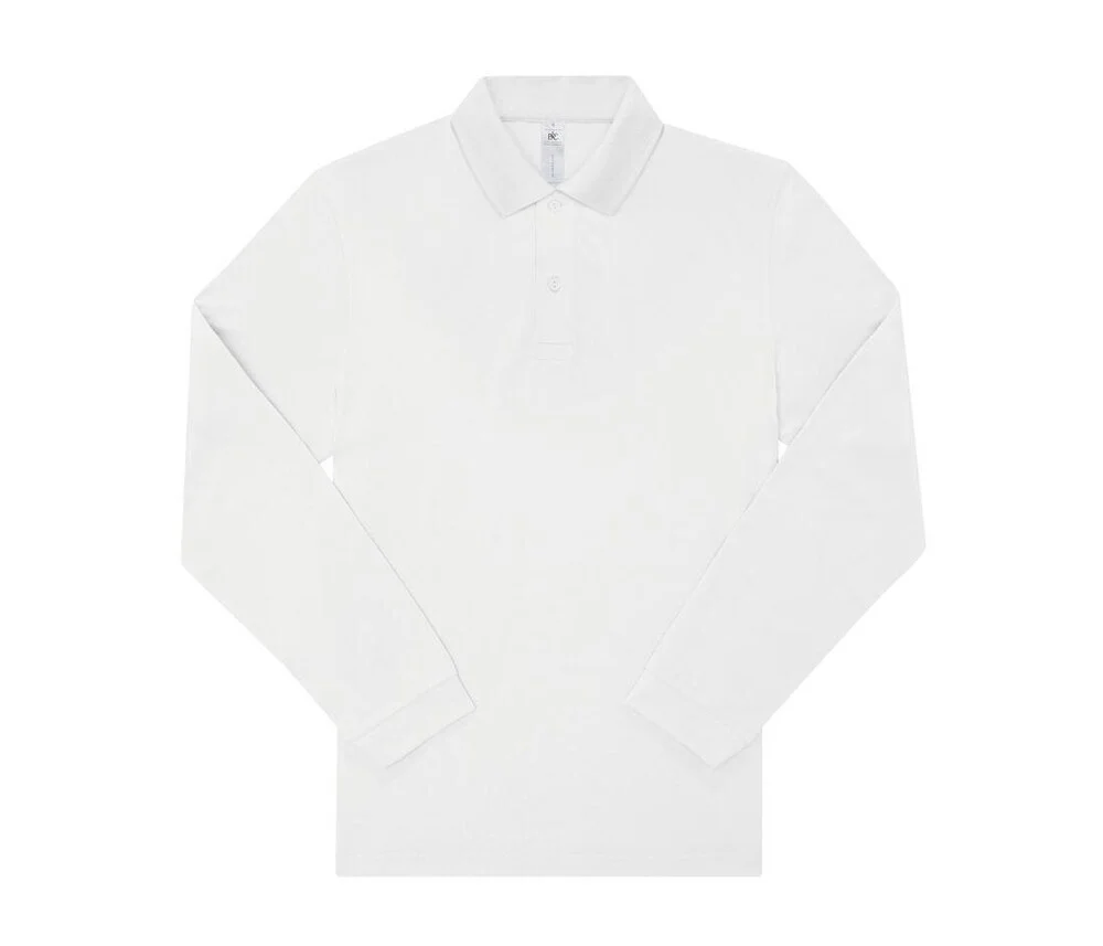 B&C BCU427 210 Polo Lange Mouwen Heren – White