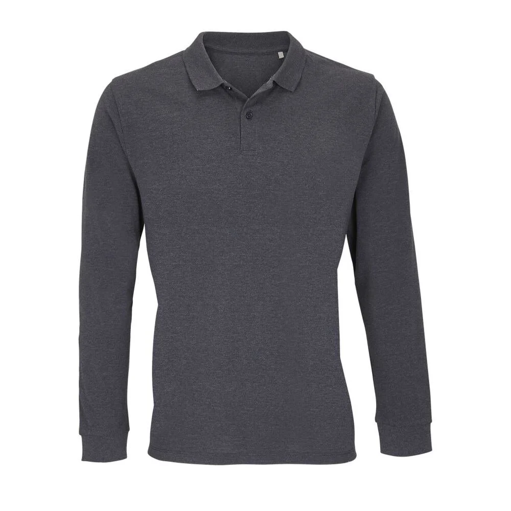 SOL'S 04241 Planet Polo Lange Mouwen – Houtskool gemêleerd