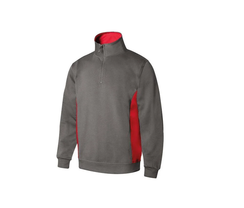 Velilla V5704 Bicolor Sweater met Ritskraag – Grey/Red