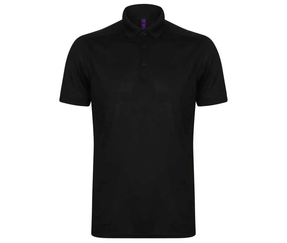 Henbury HY460 Stretch Polyester Polo Heren – Black