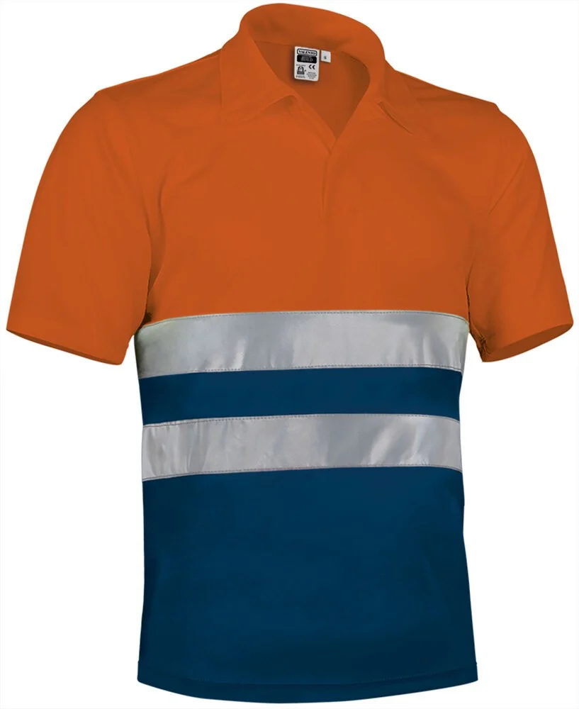 Valento POVABUI Build Hi-Vis Polo – fluo orange-orion navy blue