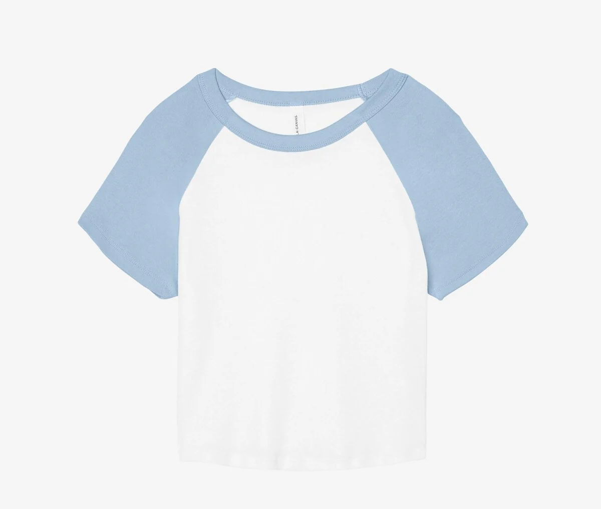 Bella+Canvas BE1201 Micro Rib Raglan Baby Tee Dames – White / Baby Blue