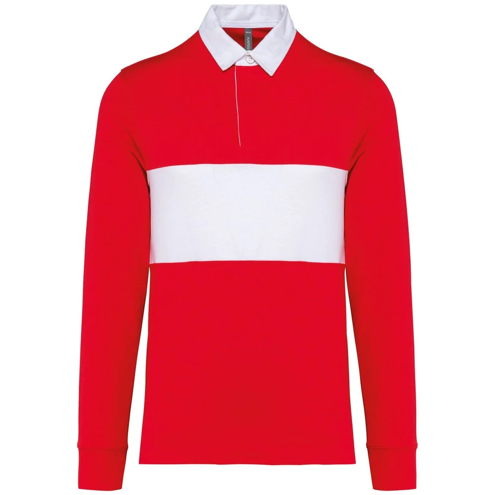 Proact PA429 Rugbypolo Lange Mouwen – Sportief Rood / Wit
