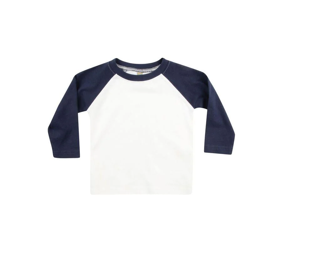 Larkwood LW025 Baby Baseball T-shirt Lange Mouwen – White / Navy