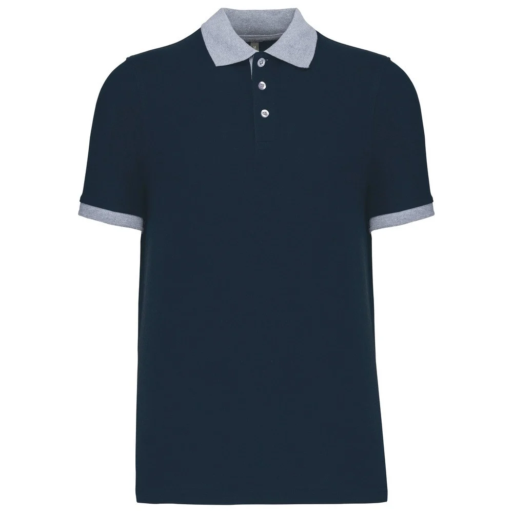 Kariban K258 Tweekleurig Polo Heren – Marine / Oxford grijs