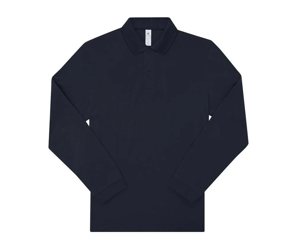 B&C BCU425 Fijne Piqué Polo Lange Mouwen – Navy