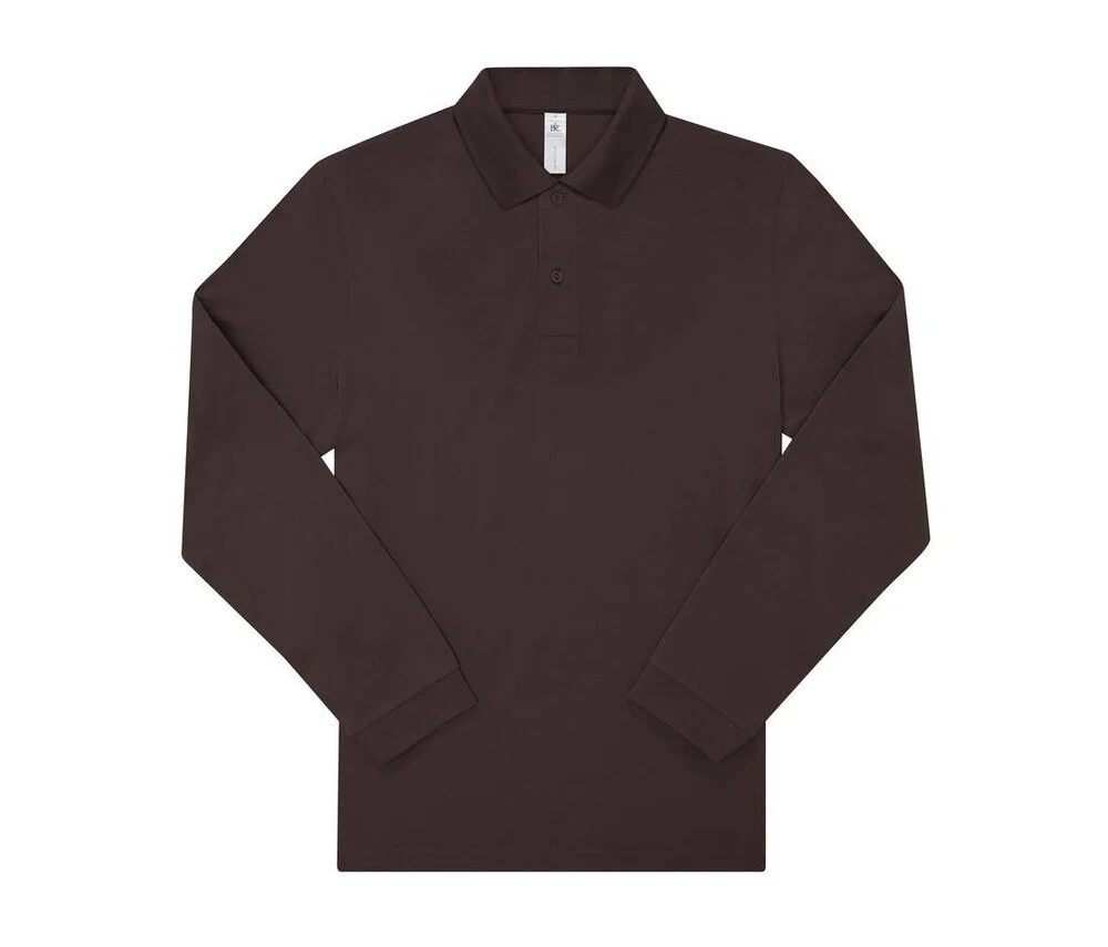 B&C BCU427 210 Polo Lange Mouwen Heren – Roasted Coffee