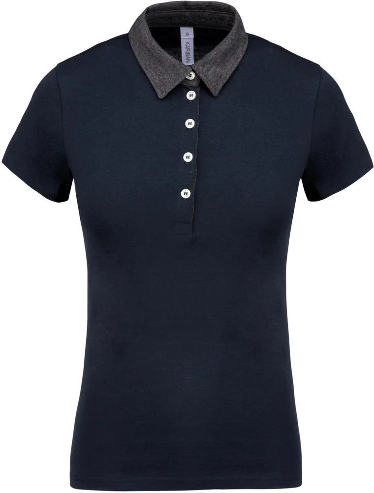 Kariban K261 Tweekleurig Polo Dames – Marine/Donkergrijs Heather