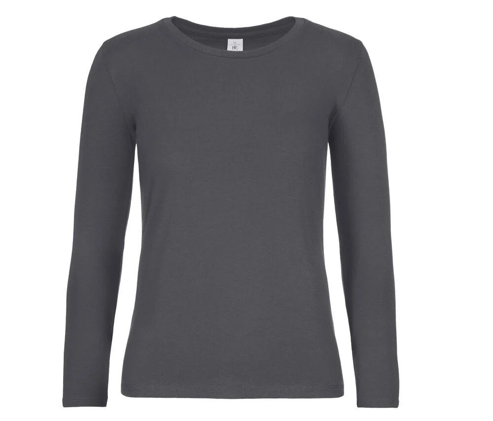 B&C BC08T #E190 T-shirt Lange Mouwen Dames – Dark Grey