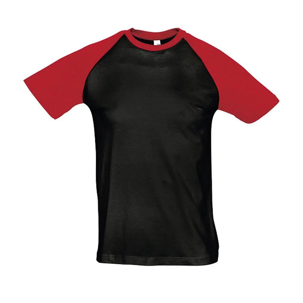 SOL'S 11190 Funky Tweekleurig Raglan T-shirt Heren – Zwart / Rood
