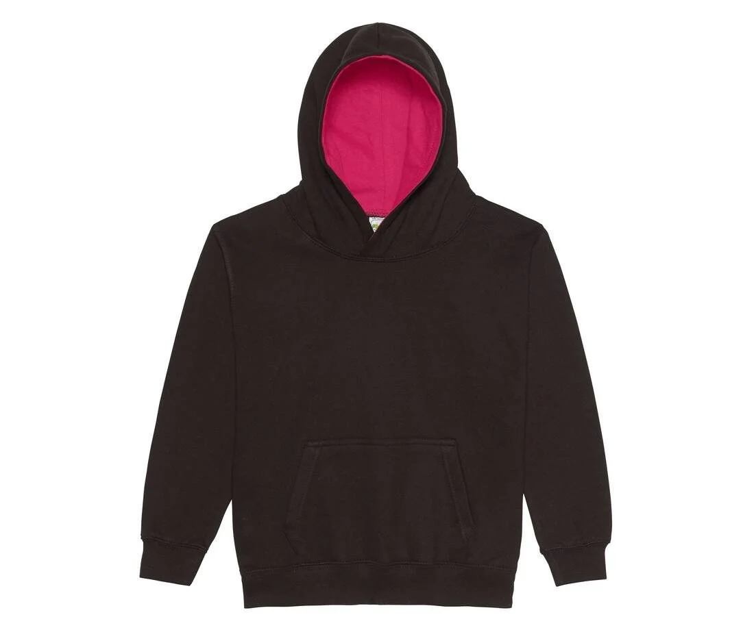 AWDIS JH03J Varsity Kinderhoodie – Jet Black/ Hot Pink