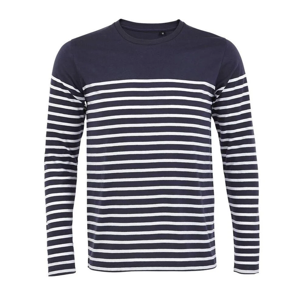 SOL'S 03099 Matelot Gestreept T-shirt Lange Mouwen Heren – Franse marine / Wit