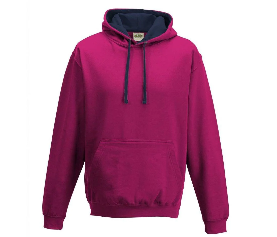 AWDIS JH003 Varsity Hoodie – Hot Pink/ French Navy
