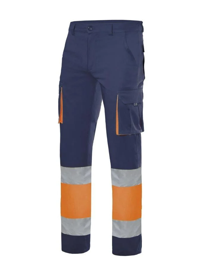 Velilla V13002 Multi-pocket Stretch Werkbroek – Navy/Fluo Orange