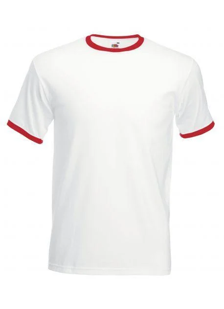 Fruit of the Loom SC245 Ringer T-shirt – White/Red
