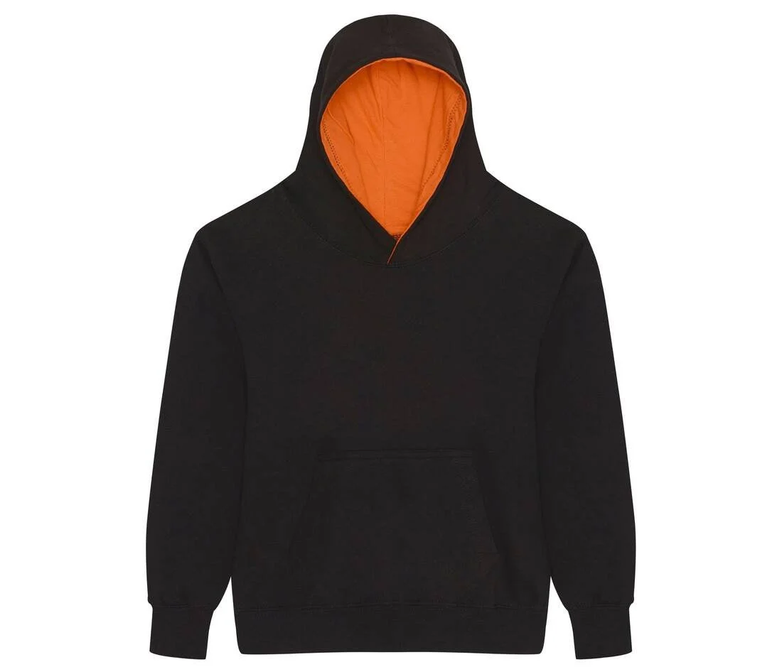 AWDIS JH03J Varsity Kinderhoodie – Jet Black/ Orange Crush