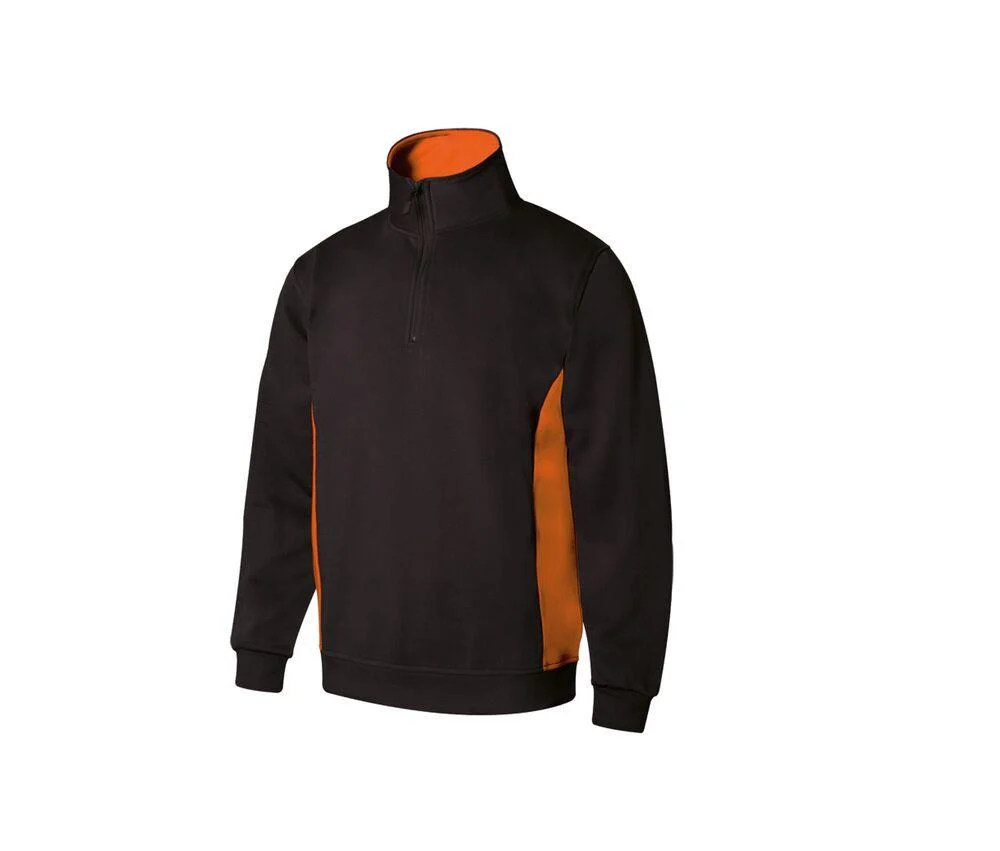 Velilla V5704 Bicolor Sweater met Ritskraag – Black / Orange