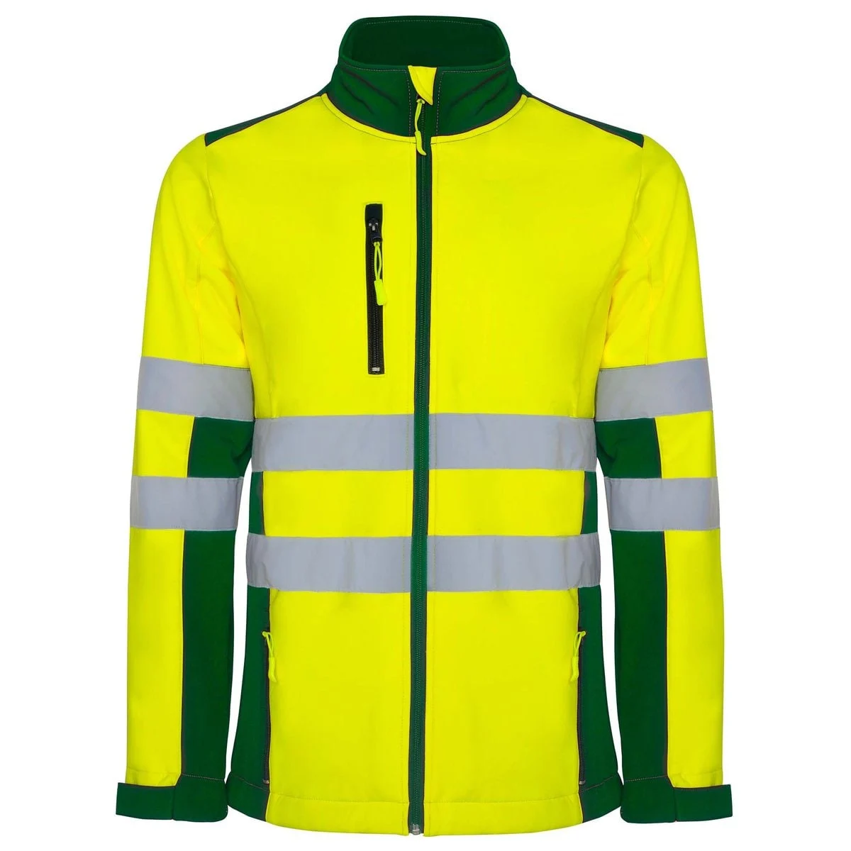 Roly HV9303 Antares Softshell Jas Hoge Zichtbaarheid – VERDE JARDÍN/AMARILLO FLÚOR