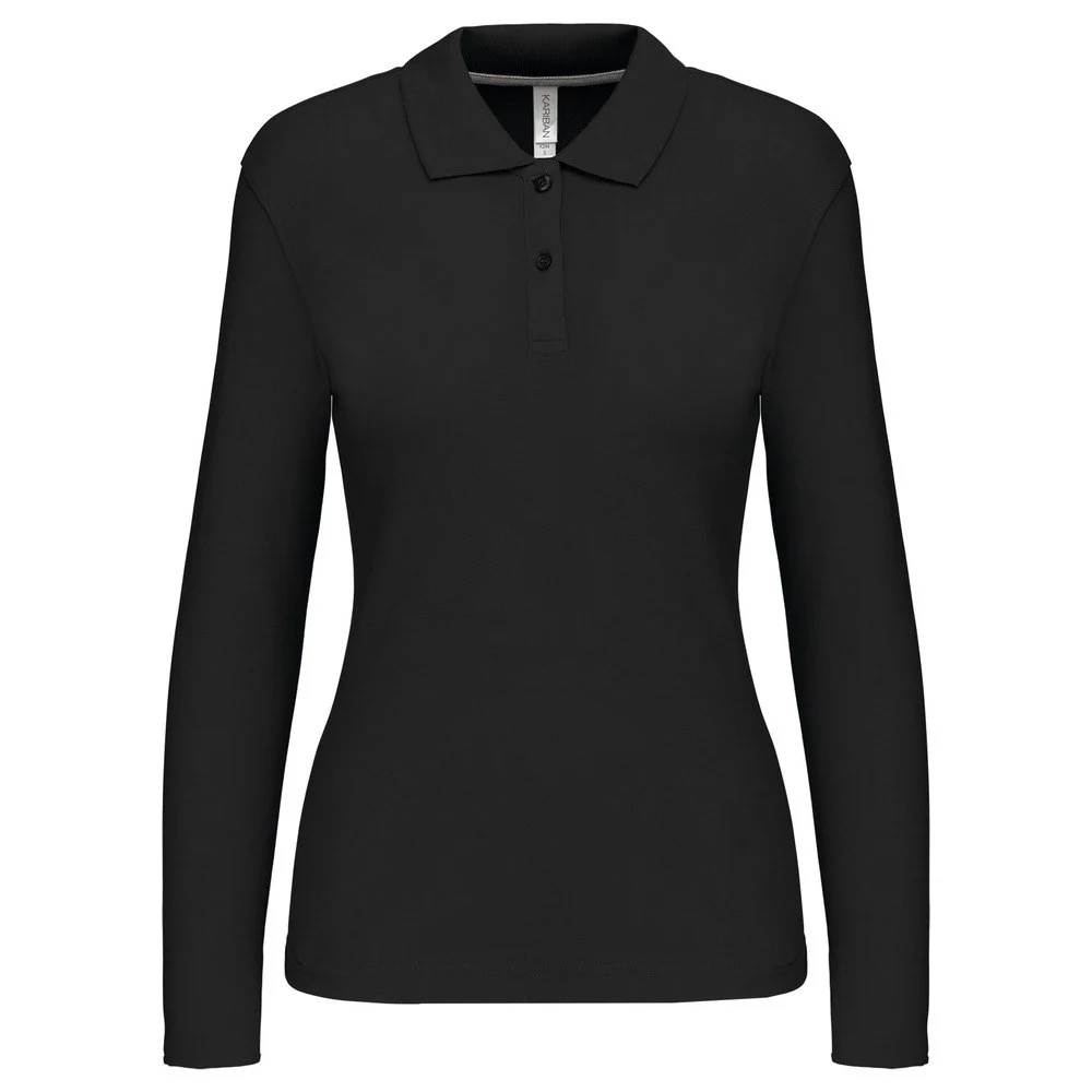 Kariban K244 Polo Lange Mouwen Dames – Zwart/Zwart