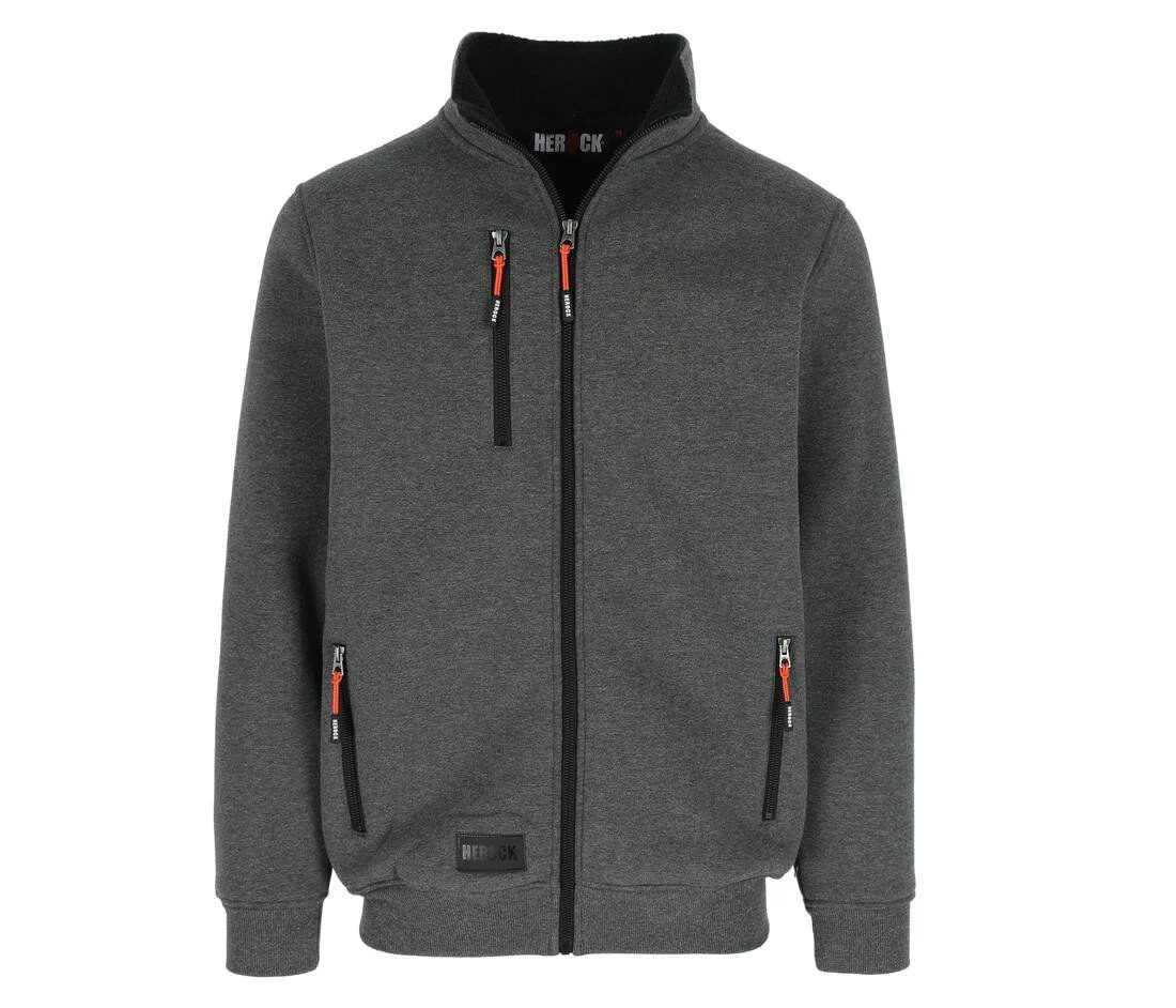 Herock HK371 Sweater met Volledige Rits – Dark Heather Grey
