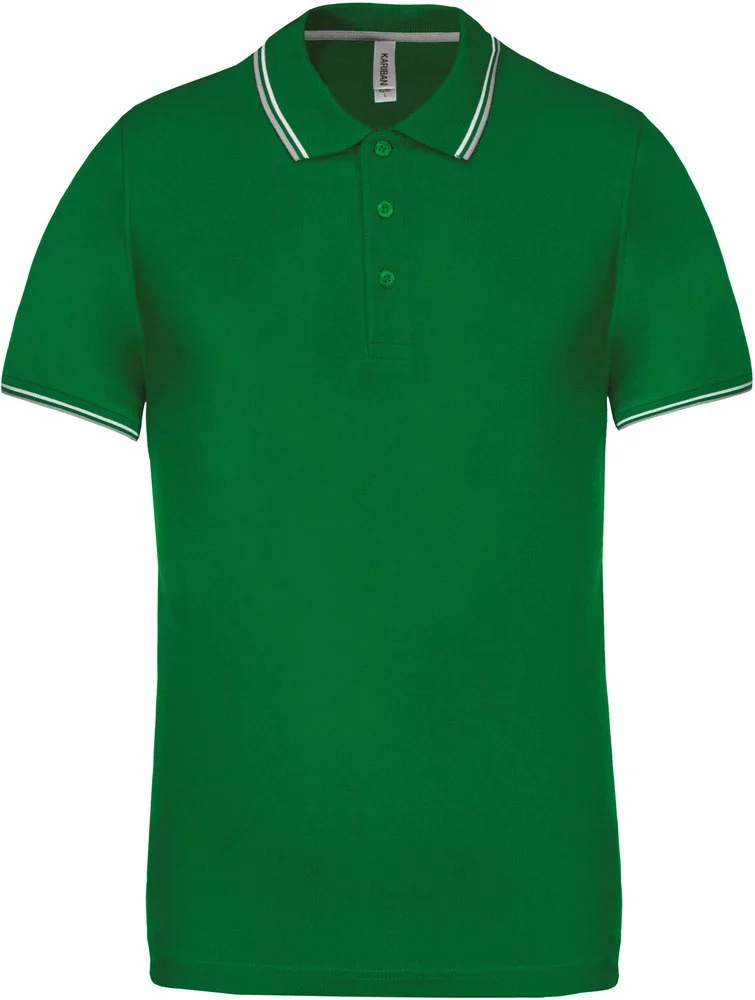 Kariban K250 Polo Heren – Kelly groen / lichtgrijs / wit
