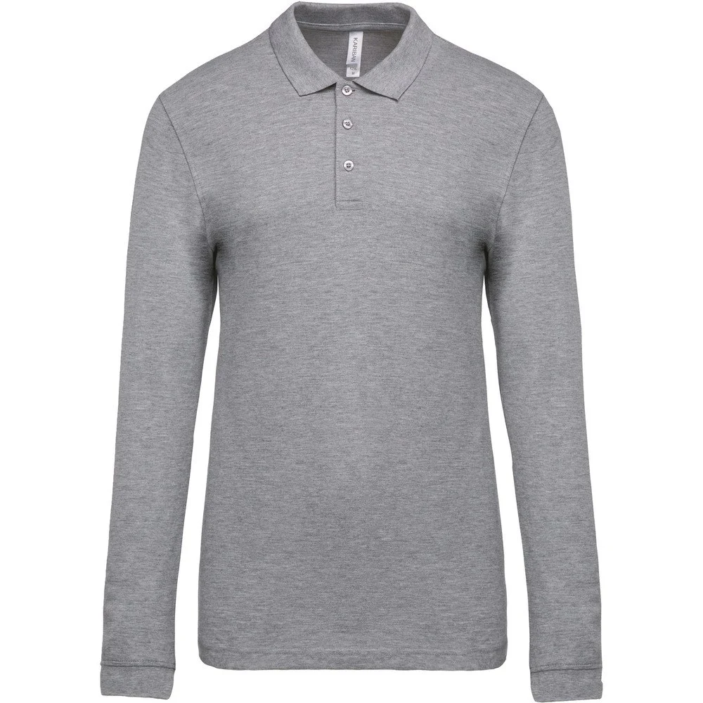 Kariban K256 Polo Lange Mouwen Heren – Oxford grijs