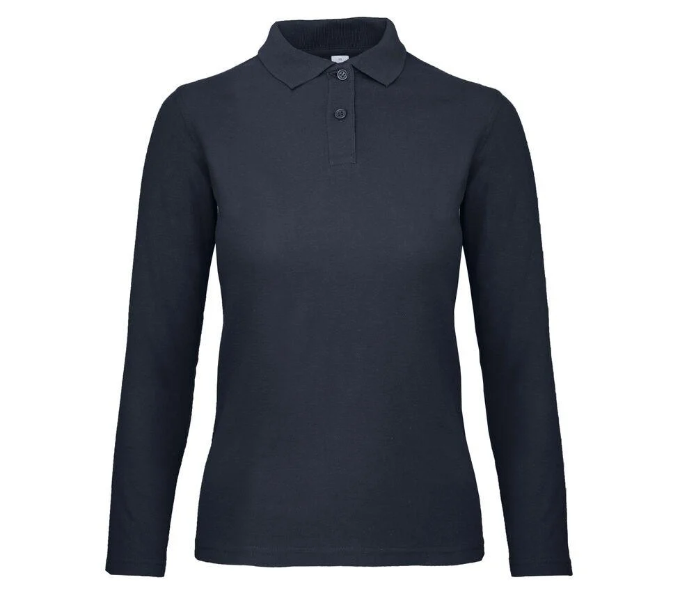 B&C ID1LW ID.001 Polo Lange Mouwen Dames – Navy
