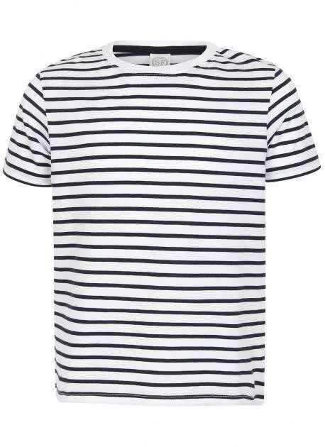 Skinnifit SM202 Gestreept Kinder T-shirt – White/ Oxford Navy