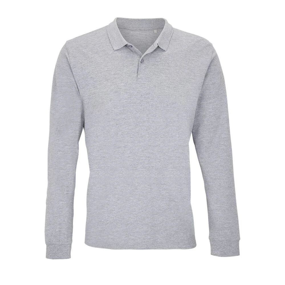 SOL'S 04241 Planet Polo Lange Mouwen – Grijs gemêleerd