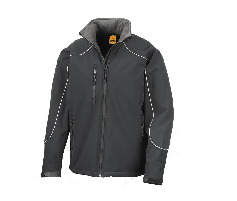 Result RS118 Softshell Jas met Capuchon Heren – Black / Black