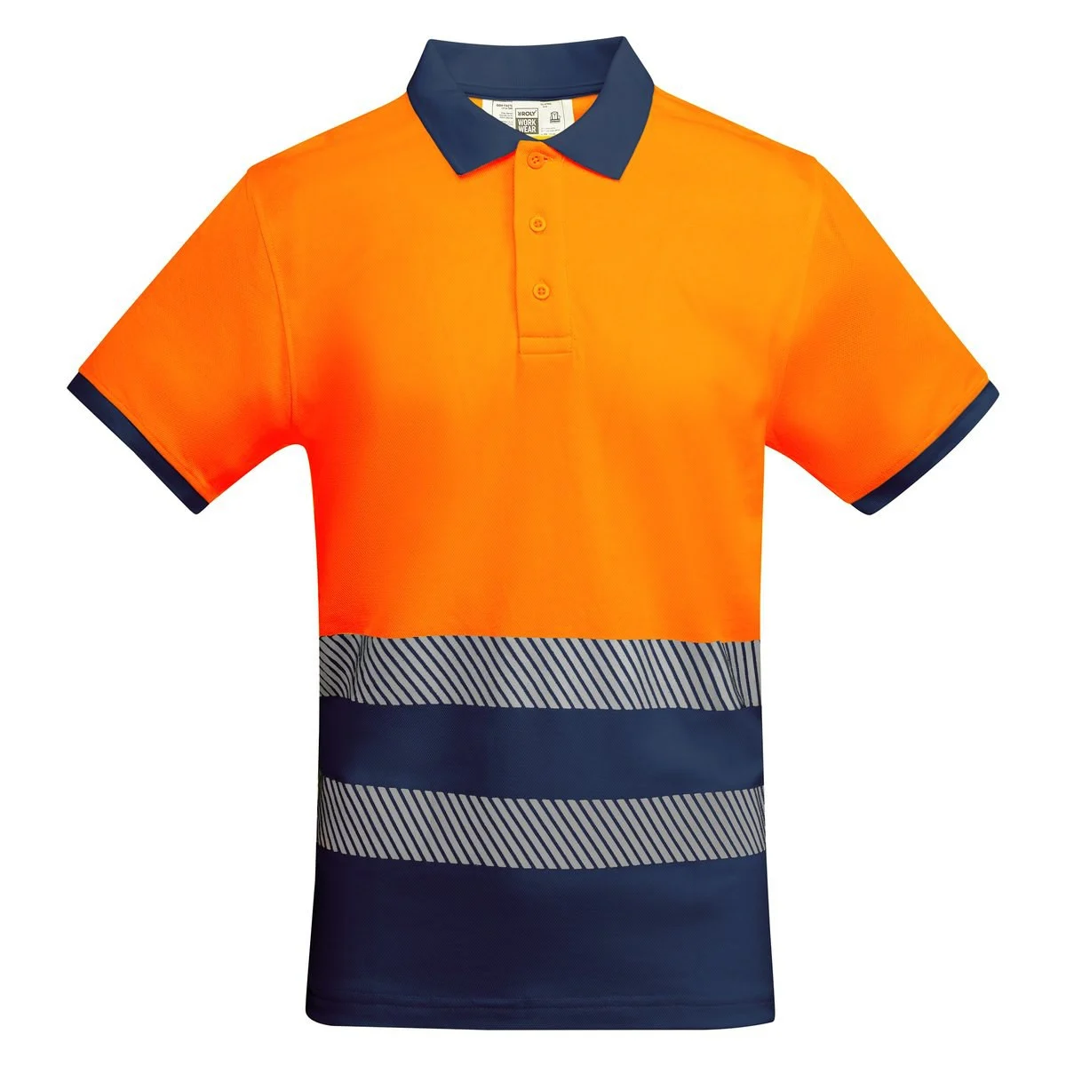 Roly HV9318 Atrio Poloshirt Hoge Zichtbaarheid – NAVY BLAUW/FLUOR ORANJE