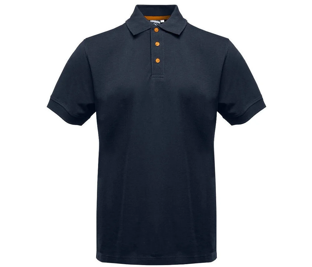 Black&Match BM100 Polo met Contrasterende Knopen – Navy / Orange
