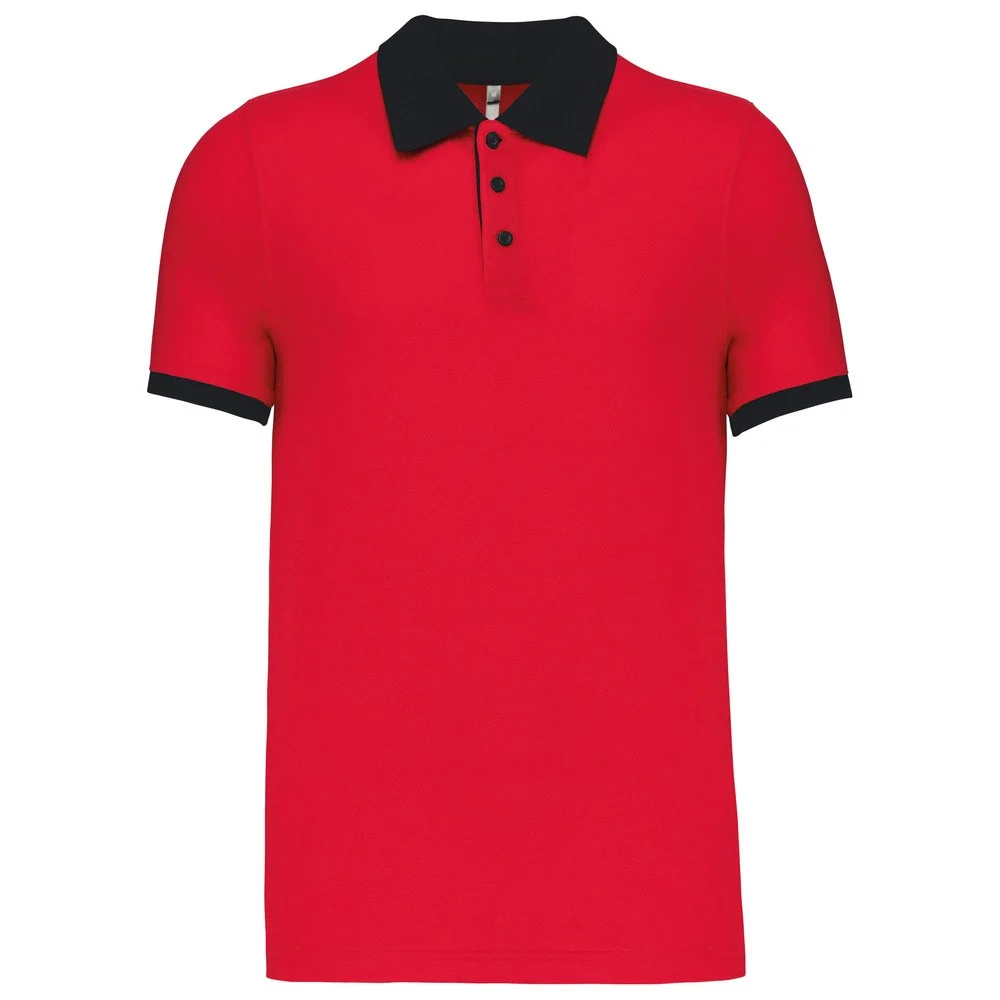 Kariban K258 Tweekleurig Polo Heren – Rood / Zwart