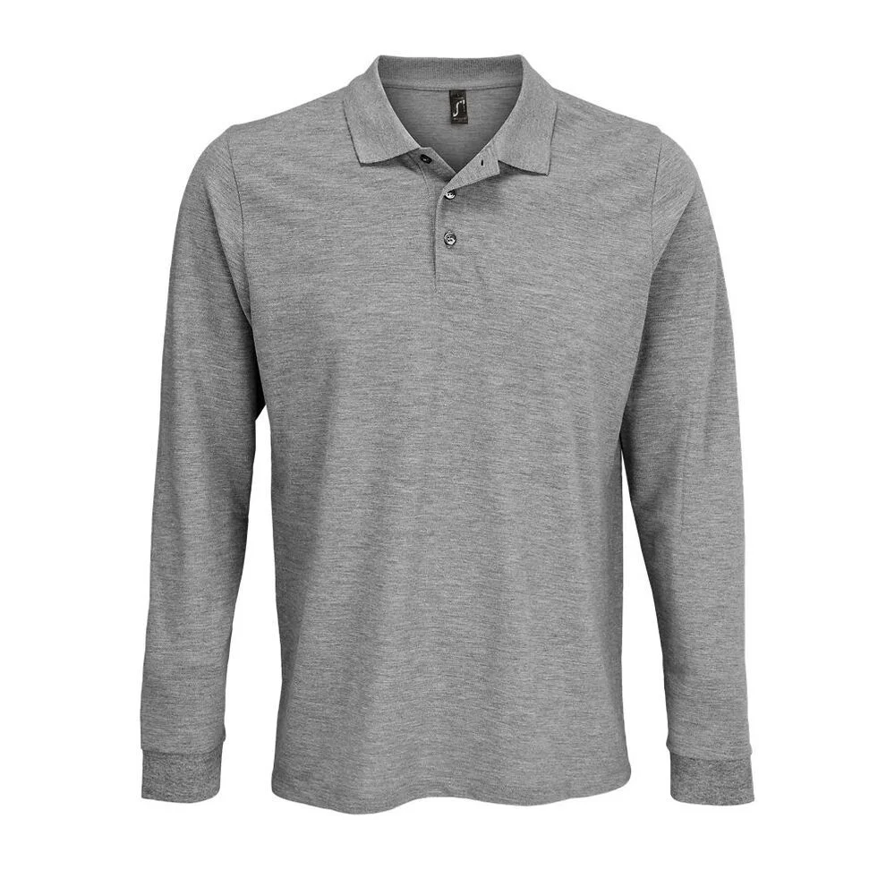 SOL'S 03983 Prime Polo Lange Mouwen – Grijs gemêleerd