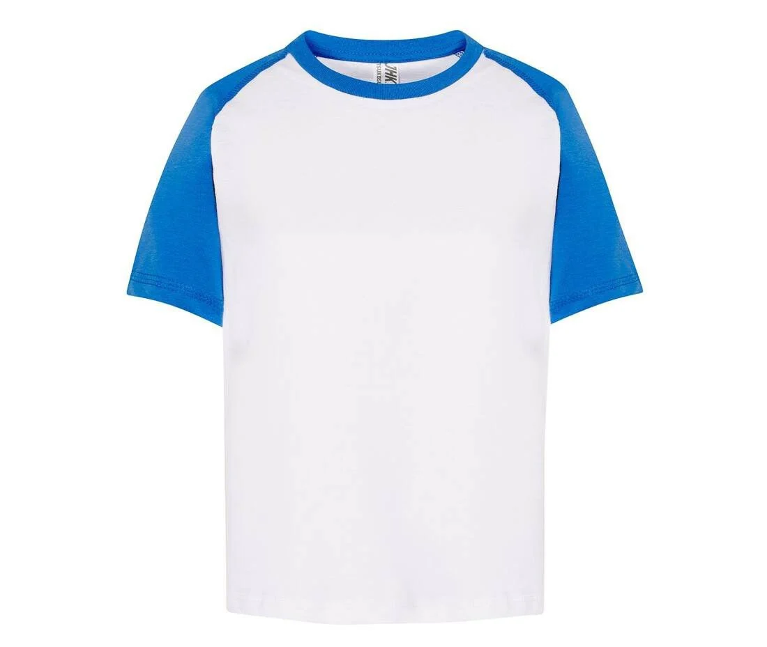 JHK JK153 Baseball Kinder T-shirt – White / Royal Blue