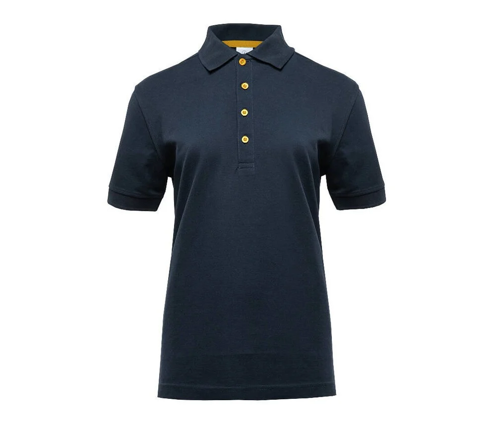 Black&Match BM101 Polo met Contrasterende Knopen Dames – Navy / Gold