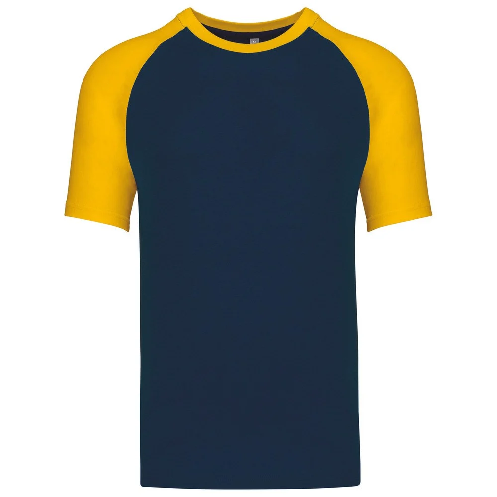 Kariban K330 Tweekleurig T-shirt Heren – Marine/Geel
